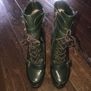 Luichiny Army Green Combat Heel Boots